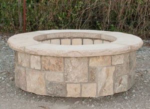 Short Round Fire Pit in Natural Stone